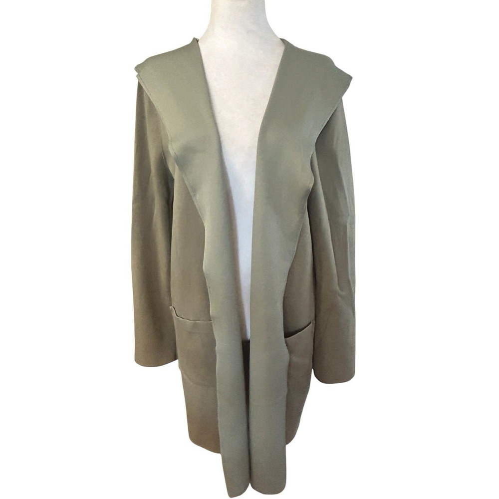 Carolina Belle Montreal Hooded Open Front Lightweight Jacket Sage Green SZ XL